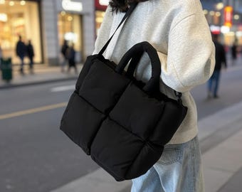 Bolso de mano de nailon para mujer, bandolera informal, ligero, de viaje, con cierre de cremallera, diseño seguro, moderno, para uso diario.