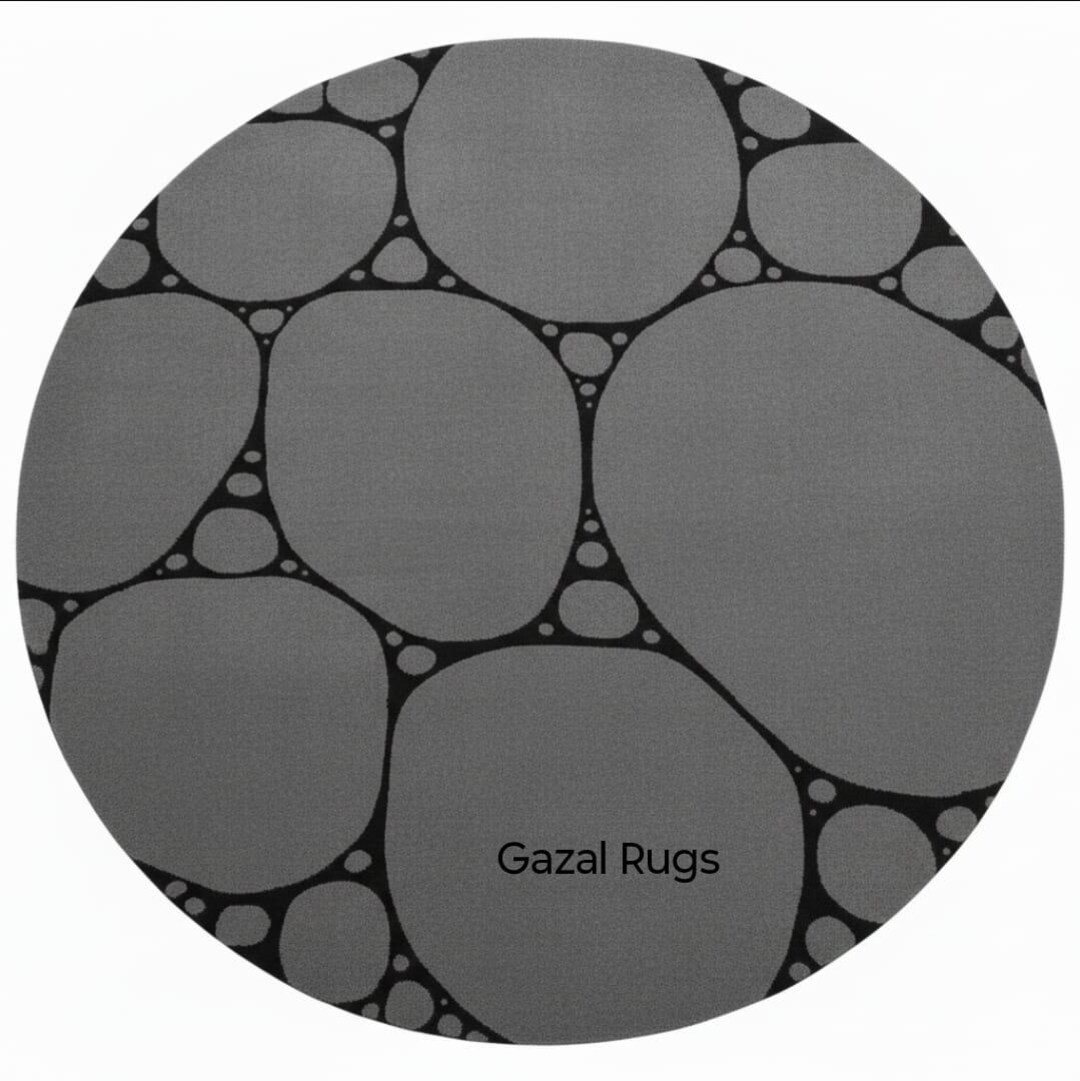 Circular Stone Rug Hand Tufted Urban Stone Circles-round Wool Rug With Grey Galaxy Circles ...
