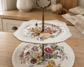 Thanksgiving Dessert Display | Garden Party Decor | Tea Party Centerpiece | Cake Stand | Holiday Brunch Ideas