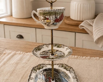 Thanksgiving Dessert Display | Garden Party Decor | Tea Party Centerpiece | Cake Stand | Holiday Brunch Ideas | Mother Gift Idea