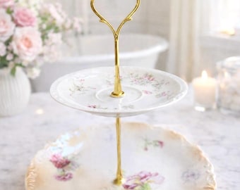 Cottagecore Tea Party Decor. Bridal Shower Table Display. Garden Party Dessert Stand. Gift for Grandmother Under 100. Mother’s Day Gift.