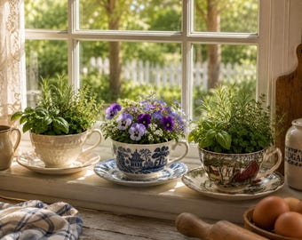 Gift for Plant Lover | Vintage Teacup Planter | Mother's Day Gift | Cottage Kitchen Decor