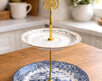 Vintage Blue & White Dessert Stand | Cottagecore Tea Party and Brunch Decor | Coffee Bar Display | Birthday Gift for Best Friend | Hostess