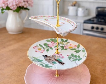 Hostess Gift Under 100 | Mother’s Day Gift | Cottage Kitchen Decor | Grandma Gift | Floral Tea Cup Display | Bridal Shower Charcuterie Stand