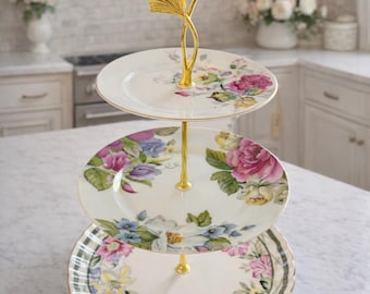 Bridal Shower Serving Stand. Vintage Lover. Garden Party Decor. Tea Party Centerpiece Table Display. Mother’s Day Brunch Gift. Romantic Gift