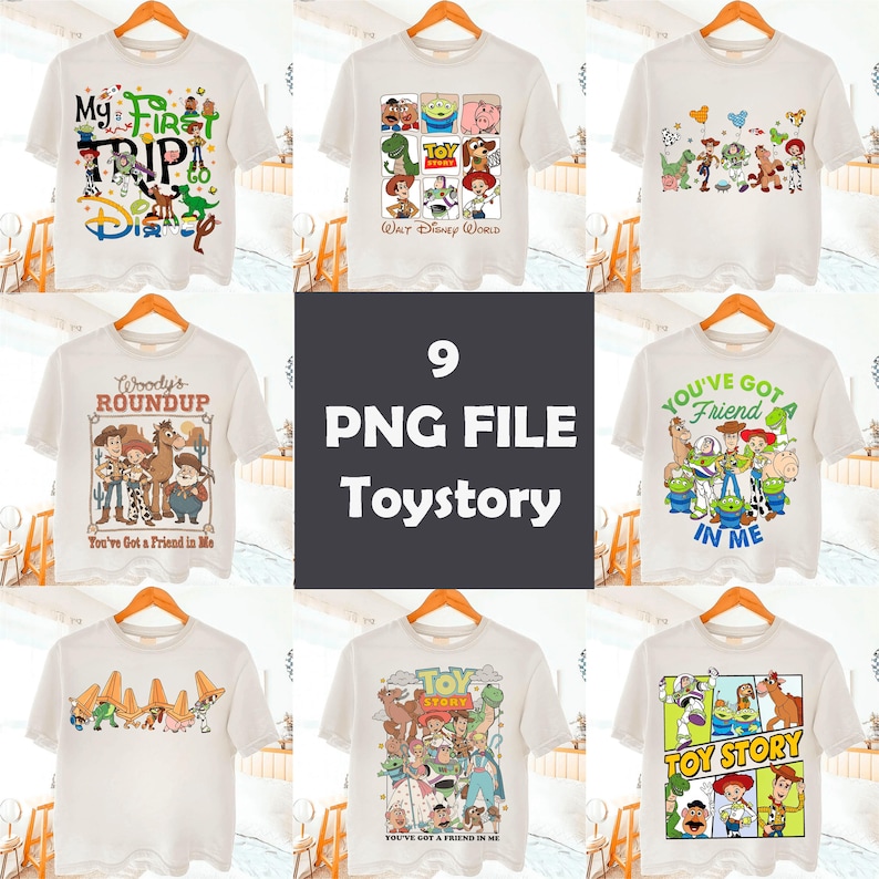 Toy Story PNG-paket, Woody Buzz Lightyear Jessie tecknad PNG för skjorttryck, Disney Friends, Toy Story digital nedladdning PNG bild 1