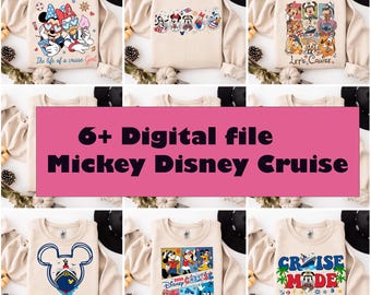 Musse Pigg och vänner Disney-kryssning 2026 PNG-paket, Cruise Mode-skjortdesign för familjesemester, digital nedladdning