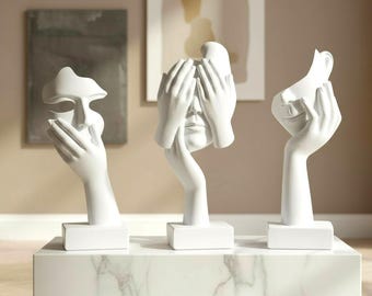 Abstrakt maskstaty – Europeisk figur i hartsstil, modern hemmakontorsdekoration, gåva