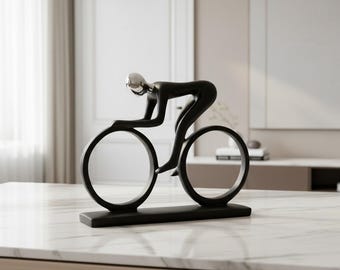 Abstract Cyclist Statue – Modern Resin Bicycle Rider Figurine, Office Living Room Home Decor