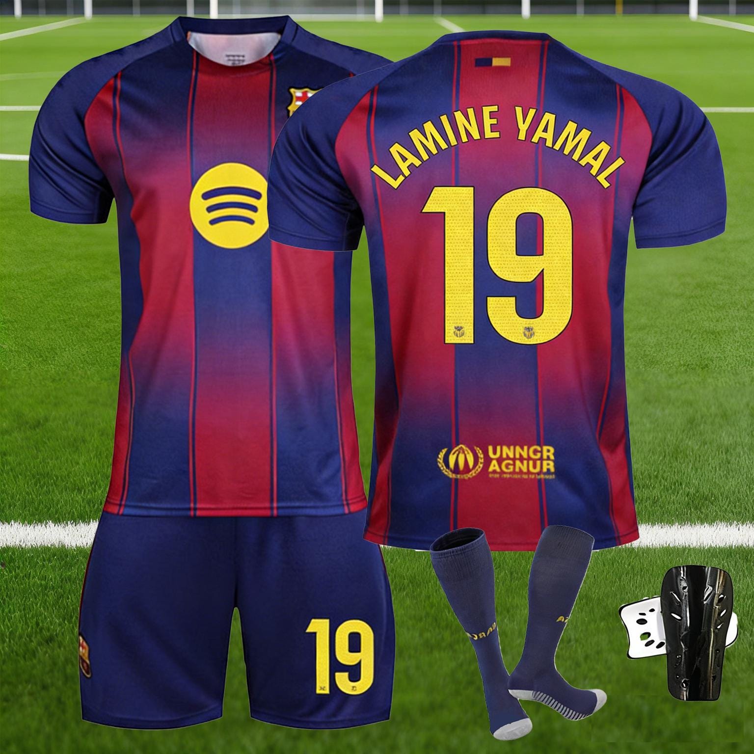25/26 Barcelona Lamine Yama #19 Jersey & Shorts Set, Adults and