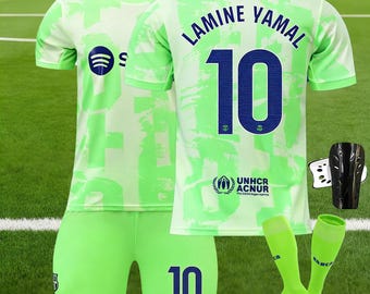 25/26 Barcelona Lamine Yama #10 #19 Jersey & Shorts Set, Adults and Kids Sizes