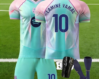 Conjunto de camiseta y pantalón corto Lamine Yama #10 del Barcelona, fútbol para adultos y niños