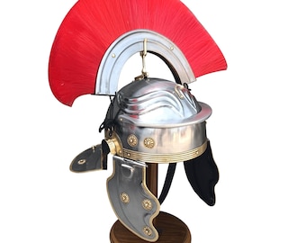 Roman Centurion Helmet Handmade Mild Steel Roman Armor Red Plume LARP Cosplay Renaissance Faire Costume