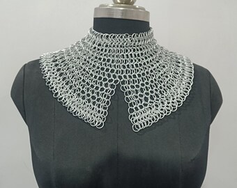 Aluminum Chainmail Neck Collar Handmade for Women Festival Outfit Medieval Armor Ren Faire Fantasy Costume