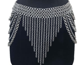 Aluminum Chainmail Skirt for Women Medieval Hip Belt Renaissance Faire LARP Gothic Festival Costume Cosplay Waist Armor