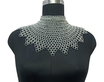 Medieval Chainmail Collar Necklace Handmade Aluminum Neck Armor Gothic Festival Jewelry Renaissance Faire LARP Cosplay Accessory