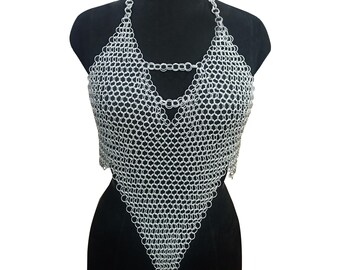 Medieval Aluminum Chainmail Top for Women Handmade Fantasy Armor Renaissance Faire LARP Festival Costume Bra