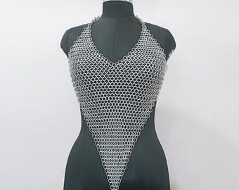 Medieval Chainmail Top Lightweight 10mm Butted Aluminium Ring Rave Festival Outfit Larp Armor Halloween Costume Reenactment Gift