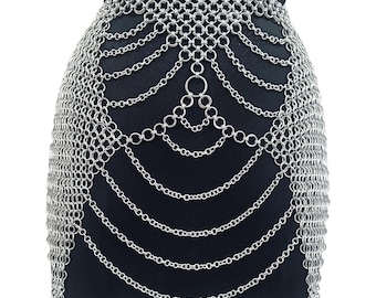 Medieval Chainmail Skirt for Women Aluminum Metal Belt Festival Armor Fantasy Outfit Renaissance Faire Costume