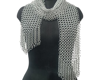 Handmade Aluminium Chainmail Scarf Lightweight 10mm Ring European Weave Medieval Renaissance Fair Outfit for Women Fantasy Costume