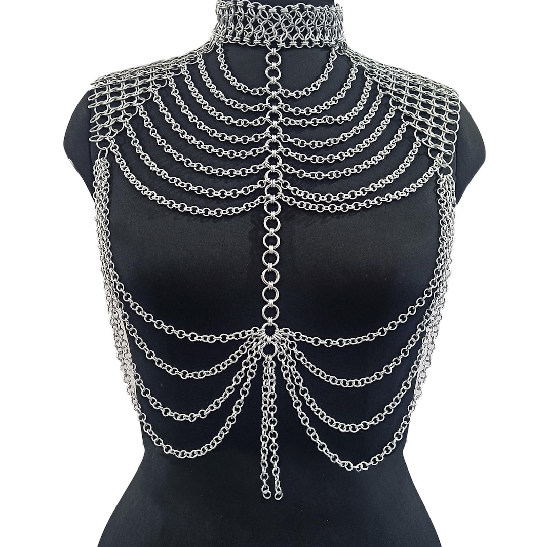 Medieval Aluminum Chainmail Collar Lightweight Butted Ring Neck Armor ...