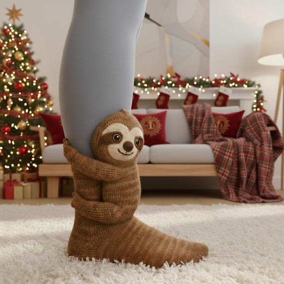 3D Knit Animal Sloth Socks - Cozy & Adorable Hugging Leg Warmers, Gift for Women and Kids