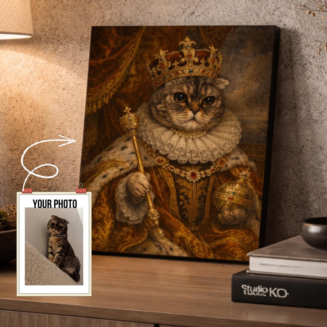 Royal Pet Portrait From Photo – Custom Renaissance King or Queen Art ...