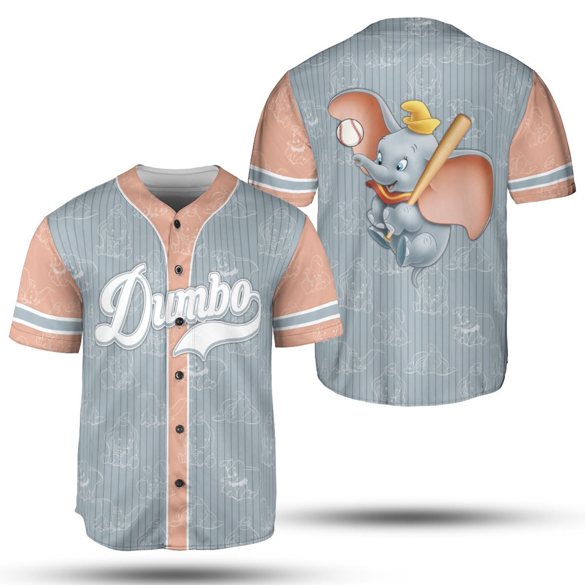 Dumbo Elephant Grey Baseball Jersey Shirt