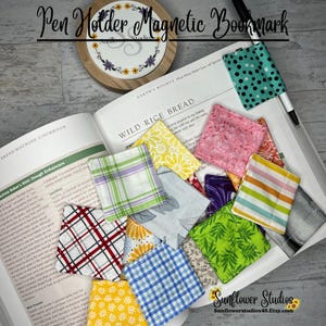 Magnetic Pen Holder Bookmark (Fabric), Page Holder, Gifts for Book Lovers, Great for Journaling, Planner, Note Taking, 9 Color Choices