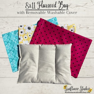 8x11 Flaxseed Hot/Cold Therapy Bags with Removable Washable Covers,  Microwaveable, Natural Pain Relief, Reusable, Scented Options Available