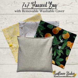 7x7 Flaxseed Hot/Cold Therapy Bags with Removable Washable Covers,Microwaveable , Natural Pain Relief, Reusable, Scented Options Available
