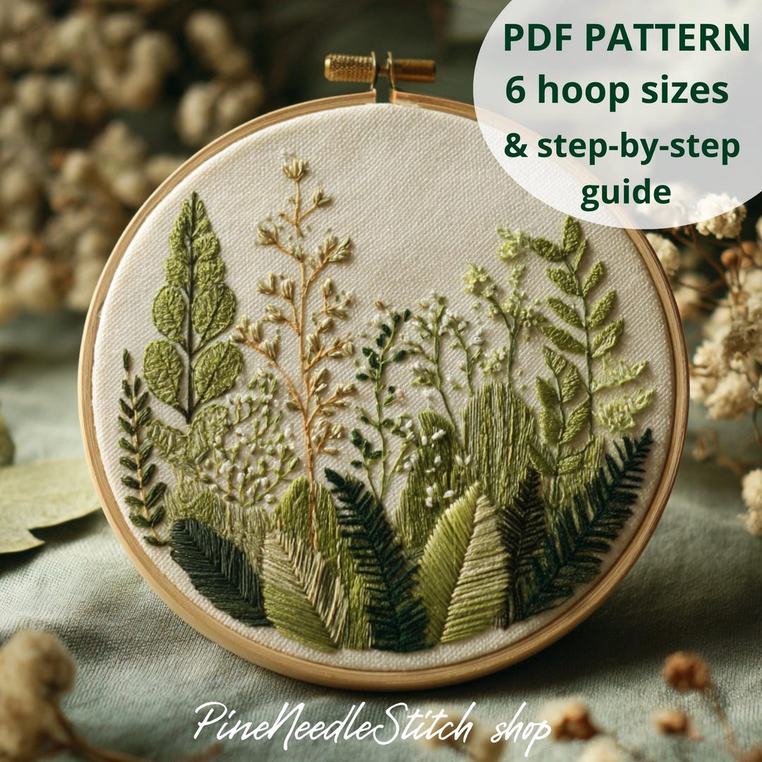 Botanical Meadow Embroidery Pattern PDF, Spring Design, Nature Hoop Art ...