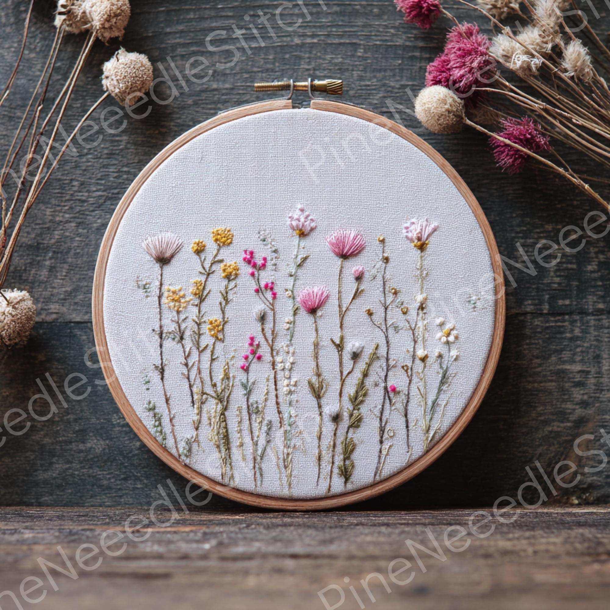 Wildflower Embroidery Pattern PDF, Floral Meadow Hoop Design, Beginner ...
