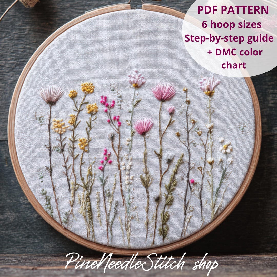 Wildebloom Pattern Program Wildflower Embroidery Pattern PDF, Floral Meadow Hoop Design, Beginner ...