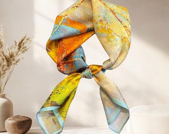Mulberry Silk Square Scarf 70x70cm, Colorful Small Neck Scarf 26"