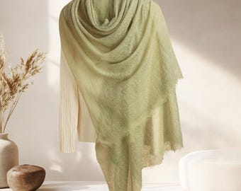 Cashmere Summer Scarf 35x79", Monochrome Ultra Fine Shawl, Large Lightweight Cashmere Wrap