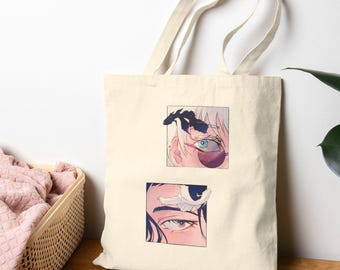 Anime Tote Bag JJK, Sorcerer Anime Tote, gift for anime lover Manga Fan , Japanese Anime Style Canvas Tote