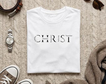 CHRISTUS-t-Shirt | Christliches Glaubens-Shirt l minimalistisches Schriftdesign l Geschenk für christliche Gläubige