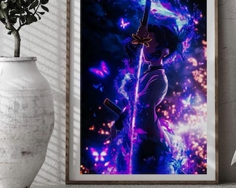 Anime Poster INSECT HASHIRA | Anime Kunstdruck shinobu | Otaku Anime Dekor | Manga Charakter Poster | Geschenk für Anime Liebhaber