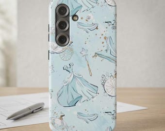 Vintage Disneyworld Schutzhülle, Princess Fairytale Handyhülle, Glas Pantoffeln, Kutsche, Pastelltöne (iPhone Samsung)