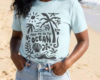 Komfortfarben Sea T-Shirt, Strandliebhaber T-Shirt, Ocean Graphic Tee, Sommerferien Shirt, Küstenästhetik Shirt, Strandleben T-Shirt