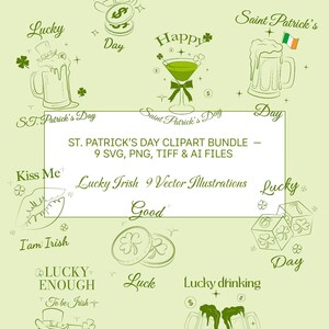 Ilustraciones lineales del Día de San Patricio: ilustraciones vectoriales de los irlandeses afortunados