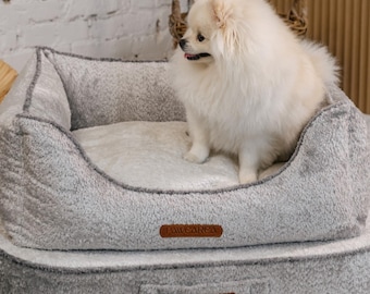 Premium Dog Bed, Personalized Luxury Bolster Dog Bed, Custom Washable Pet Bed, Modern Dog Accessories