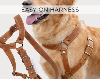 Leather Dog Harness, Easy-On Harness, Premium Leather Harness for Dogs, Adjustable Dog Harness, Handmade Luxury Dog Harness