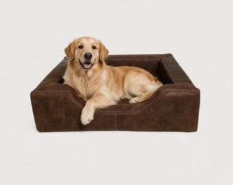 Handmade Leather Dog Bed, Luxury Designer Orthopedic Pet Bed, Personalized Custom Dog Bed, Premium Pet Furniture