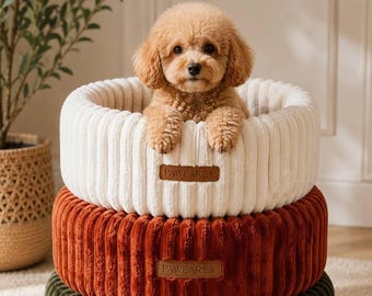 Striped Velvet Dog Bed, Luxury Pet Bed, Washable Dog Bed, Handmade in Europe, Designer Dog Bed for Small and Medium Dogs