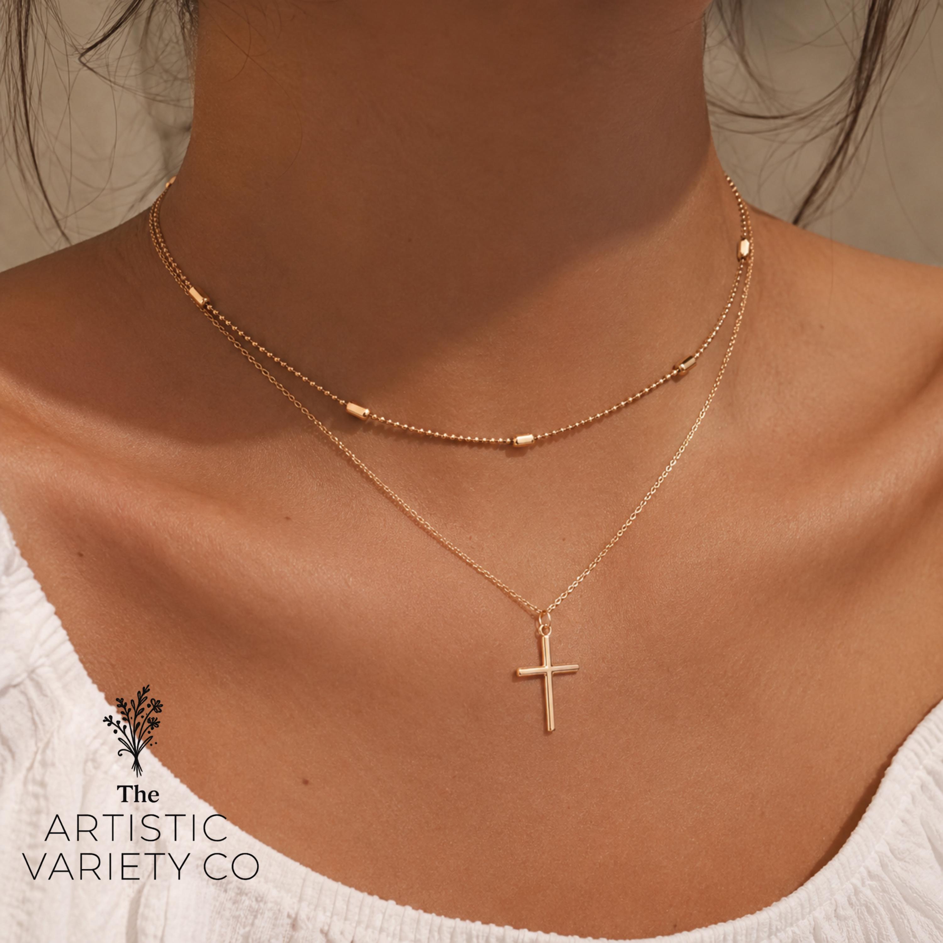 Y2k Double Cross Necklace - Etsy