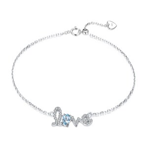 Pulseira, Carta de Amor escrita à mão com Topázio Azul Suíço Natural.
