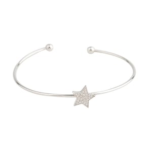 Star Cuff Armband aus Sterling Silber mit Pavé CZ Diamanten