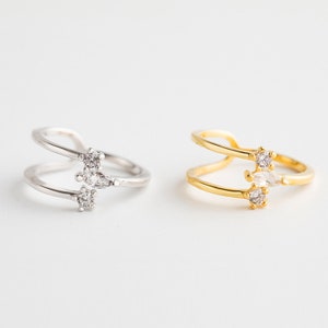 Minimalist Fashion Ring 18K Gold Plated And Rhodium Plating Fashion with CZ Diamonds Resizable